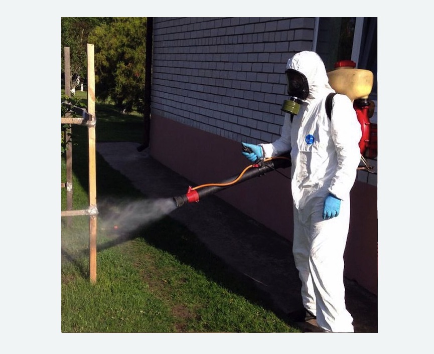 травля клещей на участке в Ломоносовском районе Москвы